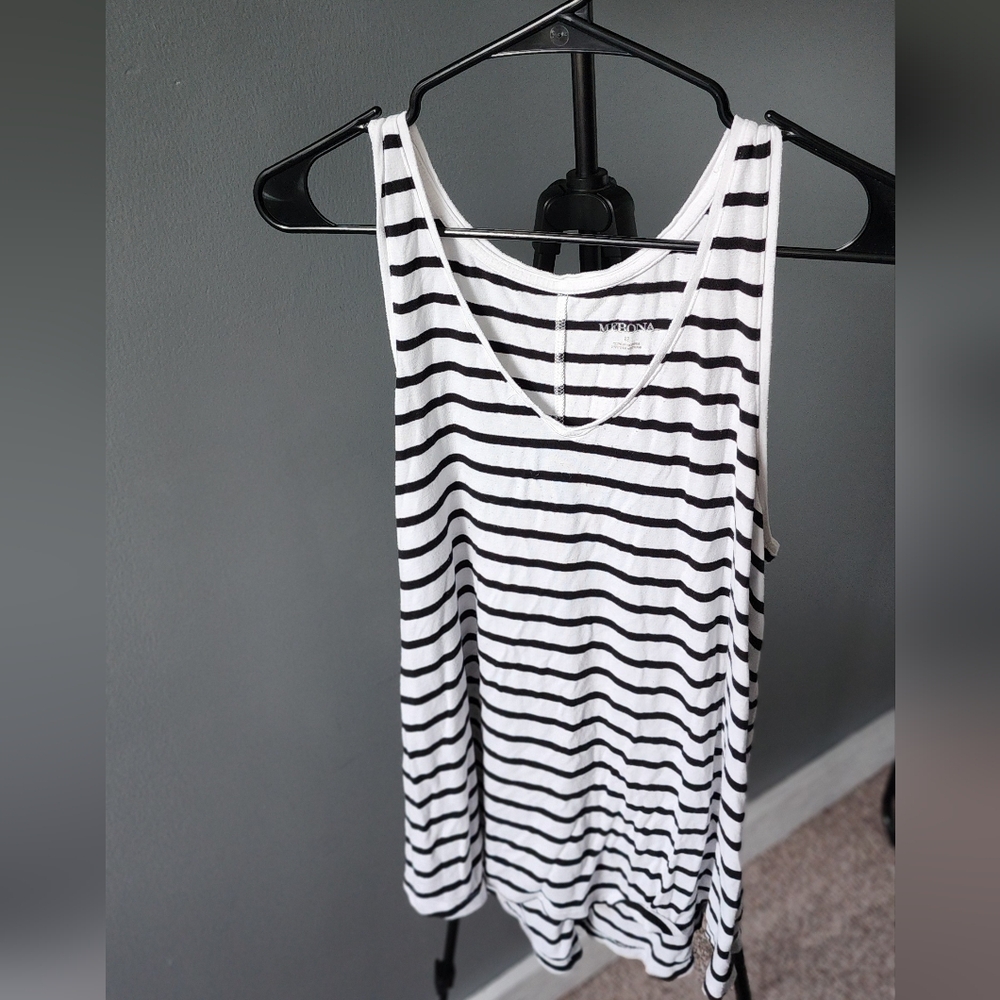 Striped Black and White Women's Tank Top